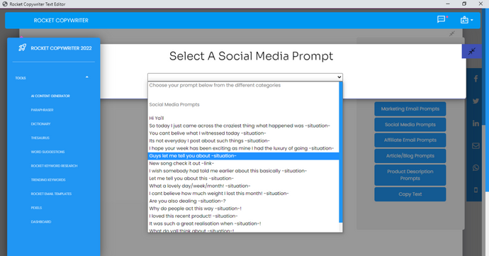 Rocket Copywriter Saas/Desktop App project